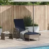  Napozóágy Szürke PE Rattan 157 x 55 x 92 cm Összecsukható