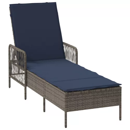  Napozóágy Szürke PE Rattan 157 x 55 x 92 cm Összecsukható