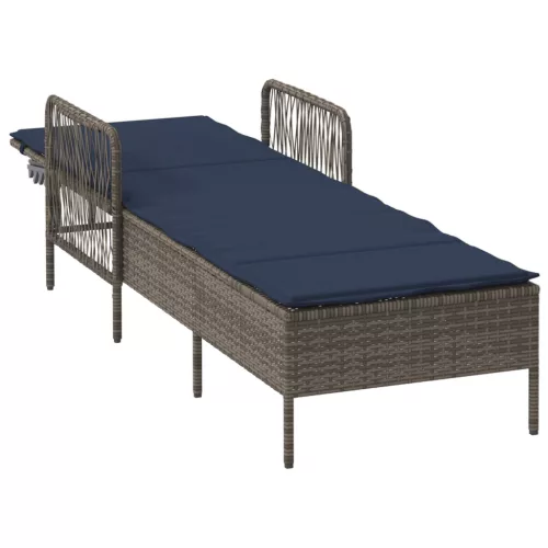  Napozóágy Szürke PE Rattan 157 x 55 x 92 cm Összecsukható