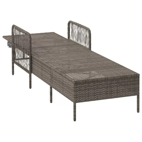  Napozóágy Szürke PE Rattan 157 x 55 x 92 cm Összecsukható