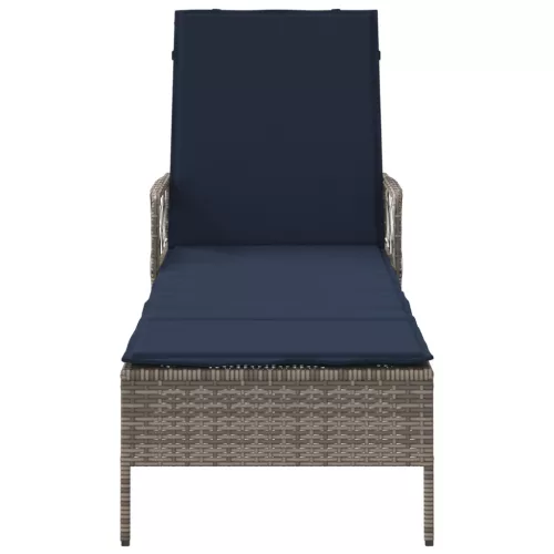  Napozóágy Szürke PE Rattan 157 x 55 x 92 cm Összecsukható
