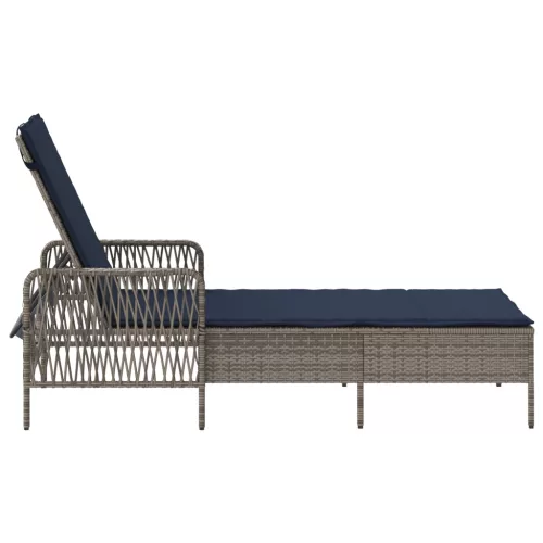  Napozóágy Szürke PE Rattan 157 x 55 x 92 cm Összecsukható