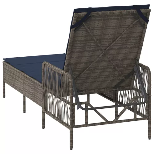  Napozóágy Szürke PE Rattan 157 x 55 x 92 cm Összecsukható