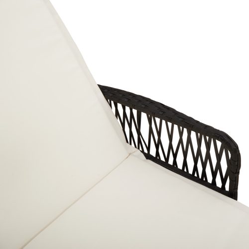  Napozóágy Szett 3 darabos szett Fekete és krém PE rattan, fém