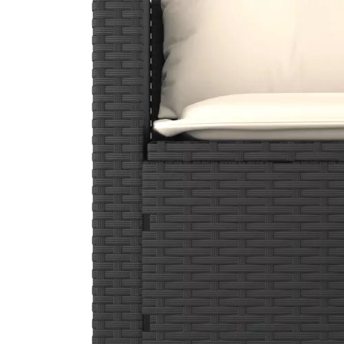  3 részes fekete polyrattan kerti ülőgarnitúra párnával