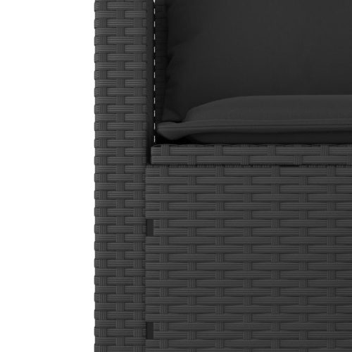  3 részes fekete polyrattan kerti ülőgarnitúra párnával