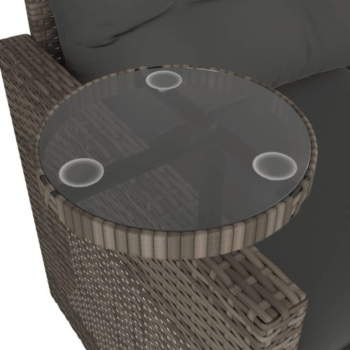  3 részes szürke polyrattan kerti ülőgarnitúra párnákkal