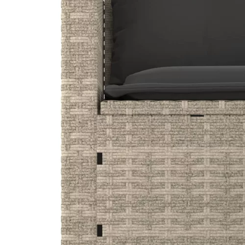  3 részes világosszürke polyrattan kerti ülőgarnitúra párnával