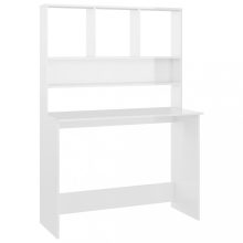   VID magasfényű fehér forgácslap íróasztal polcokkal 110x45x157 cm