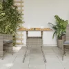  szürke polyrattan kerti asztal akácfa lappal 80 x 80 x 75 cm