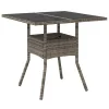  szürke polyrattan üveglapos kerti asztal 80 x 80 x 75 cm