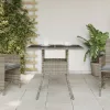  szürke polyrattan üveglapos kerti asztal 80 x 80 x 75 cm