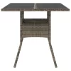  szürke polyrattan üveglapos kerti asztal 80 x 80 x 75 cm