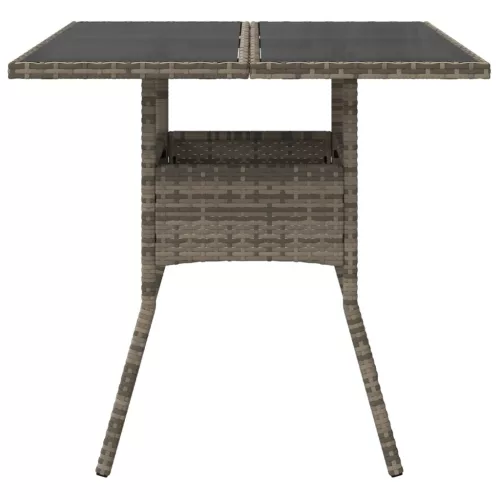  szürke polyrattan üveglapos kerti asztal 80 x 80 x 75 cm