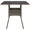  szürke polyrattan üveglapos kerti asztal 80 x 80 x 75 cm