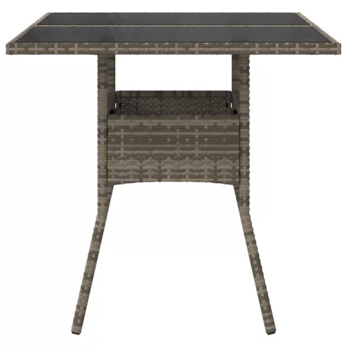  szürke polyrattan üveglapos kerti asztal 80 x 80 x 75 cm