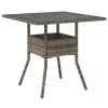  szürke polyrattan üveglapos kerti asztal 80 x 80 x 75 cm