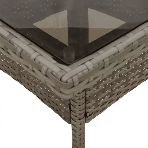  szürke polyrattan üveglapos kerti asztal 80 x 80 x 75 cm