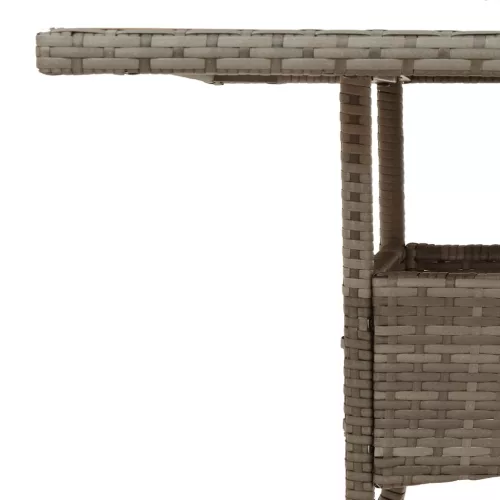  szürke polyrattan üveglapos kerti asztal 80 x 80 x 75 cm