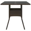  barna polyrattan üveglapos kerti asztal 80 x 80 x 75 cm