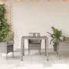  szürke polyrattan üveglapos kerti asztal 90 x 90 x 75 cm