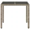  szürke polyrattan üveglapos kerti asztal 90 x 90 x 75 cm