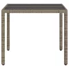  szürke polyrattan üveglapos kerti asztal 90 x 90 x 75 cm