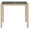  bézs polyrattan üveglapos kerti asztal 90 x 90 x 75 cm