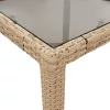  bézs polyrattan üveglapos kerti asztal 90 x 90 x 75 cm