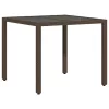  barna polyrattan üveglapos kerti asztal 90 x 90 x 75 cm