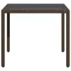  barna polyrattan üveglapos kerti asztal 90 x 90 x 75 cm
