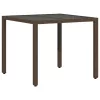  barna polyrattan üveglapos kerti asztal 90 x 90 x 75 cm