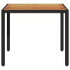  fekete polyrattan kerti asztal akácfa lappal 90 x 90 x 75 cm