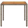  szürke polyrattan kerti asztal akácfa lappal 90 x 90 x 75 cm