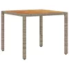  szürke polyrattan kerti asztal akácfa lappal 90 x 90 x 75 cm