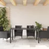  fekete polyrattan üveglapos kerti asztal 150 x 90 x 75 cm