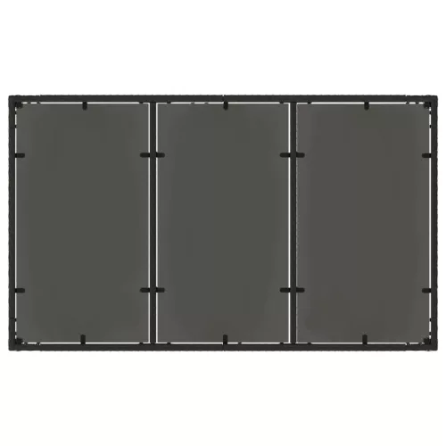  fekete polyrattan üveglapos kerti asztal 150 x 90 x 75 cm