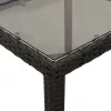  fekete polyrattan üveglapos kerti asztal 150 x 90 x 75 cm
