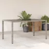  szürke polyrattan üveglapos kerti asztal 150 x 90 x 75 cm