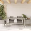  szürke polyrattan üveglapos kerti asztal 150 x 90 x 75 cm