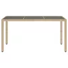  bézs polyrattan üveglapos kerti asztal 150 x 90 x 75 cm