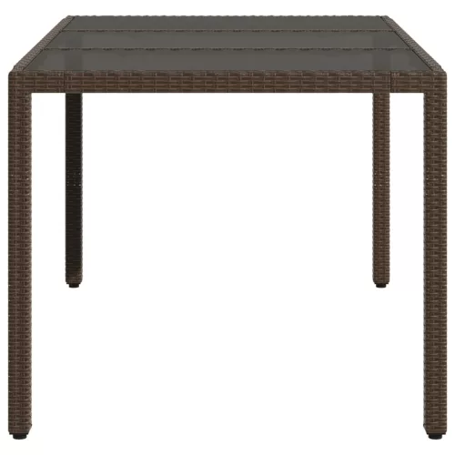  barna polyrattan üveglapos kerti asztal 150 x 90 x 75 cm