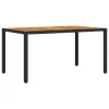  fekete polyrattan kerti asztal akácfa lappal 150 x 90 x 75 cm
