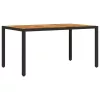  fekete polyrattan kerti asztal akácfa lappal 150 x 90 x 75 cm