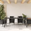  fekete polyrattan üveglapos kerti asztal 190 x 90 x 75 cm