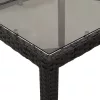  fekete polyrattan üveglapos kerti asztal 190 x 90 x 75 cm