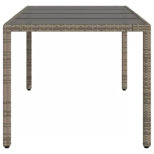  szürke polyrattan üveglapos kerti asztal 190 x 90 x 75 cm