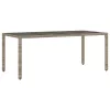  szürke polyrattan üveglapos kerti asztal 190 x 90 x 75 cm