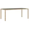  bézs polyrattan üveglapos kerti asztal 190 x 90 x 75 cm