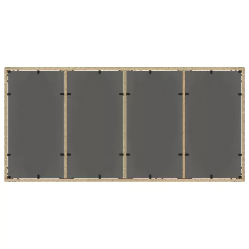  bézs polyrattan üveglapos kerti asztal 190 x 90 x 75 cm